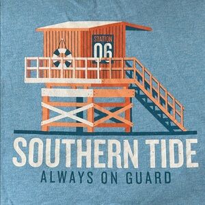 Southern Tide Blue Tee with Orange Graphic